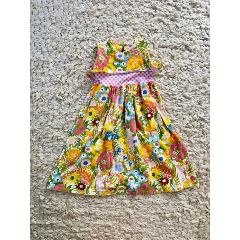 Girls Matilda Jane Multi-color Floral Gingham Casual Dress Size 4 cotton